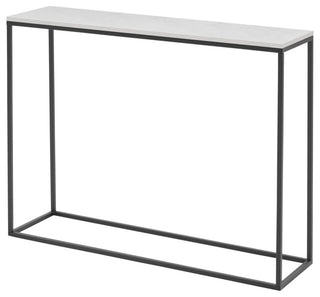 Lowell 42"  Entry Table - Faux White Marble/Black