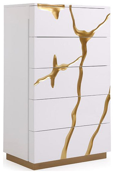 Modrest Aspen Modern White and Gold Chest