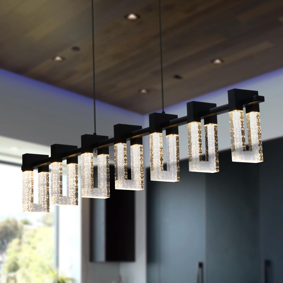 Sorrento 40" 7 Shades ETL Certified Integrated LED Linear Chandelier, Black