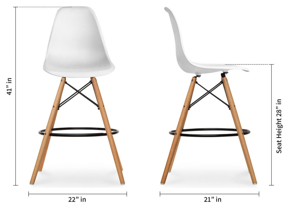 Pyramid Counter Stool, White, 2-Pack