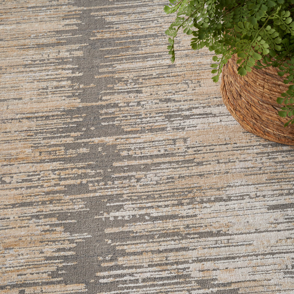 Nourison Abstract Hues 5'3" x 7'6" Grey Gold Modern Indoor Area Rug