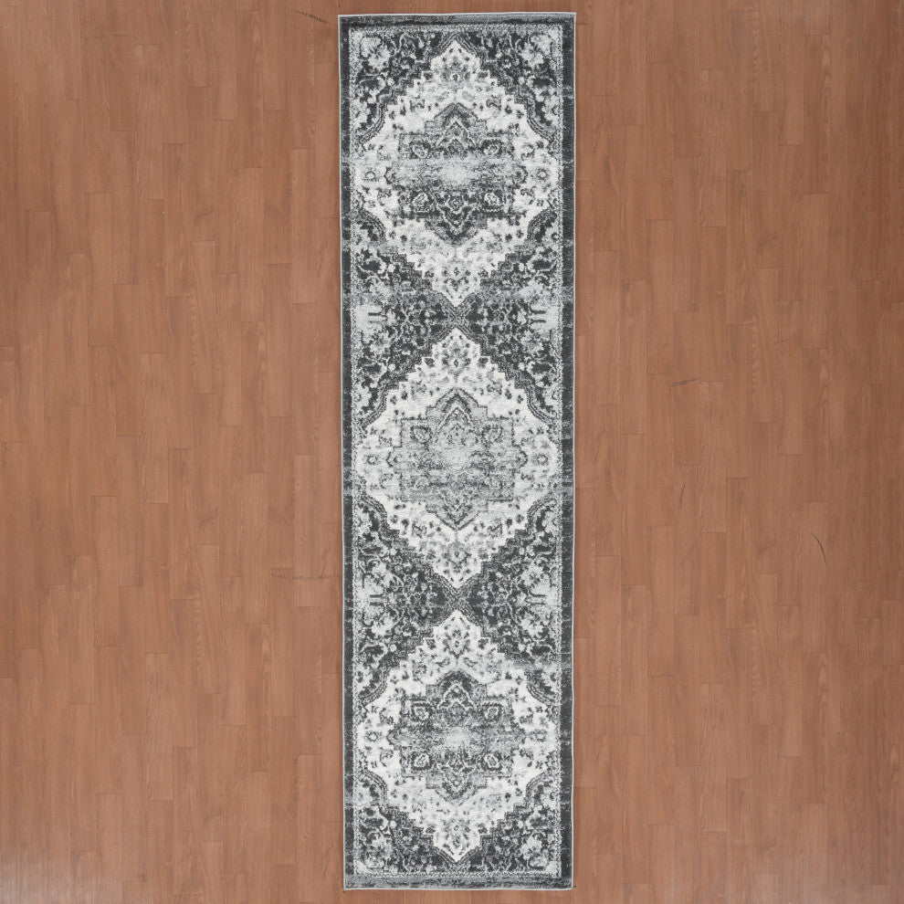 Alexandria Yana Power-Loomed Polypropylene Area Rug, Ivory, 2'6" X 10'3"