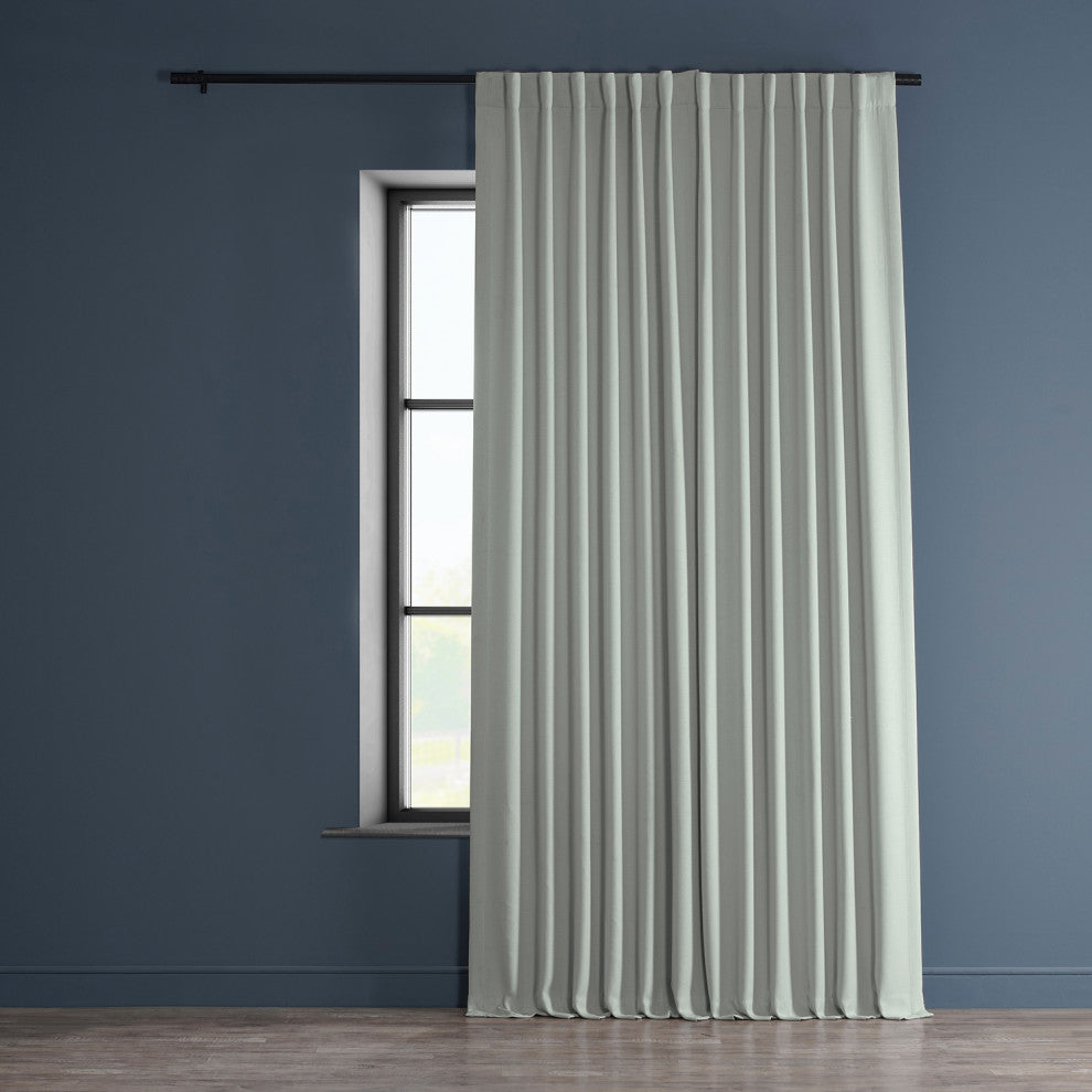 Faux Linen Extra Wide Room Darkening Curtain Single Panel, Oyster, 100"x108"