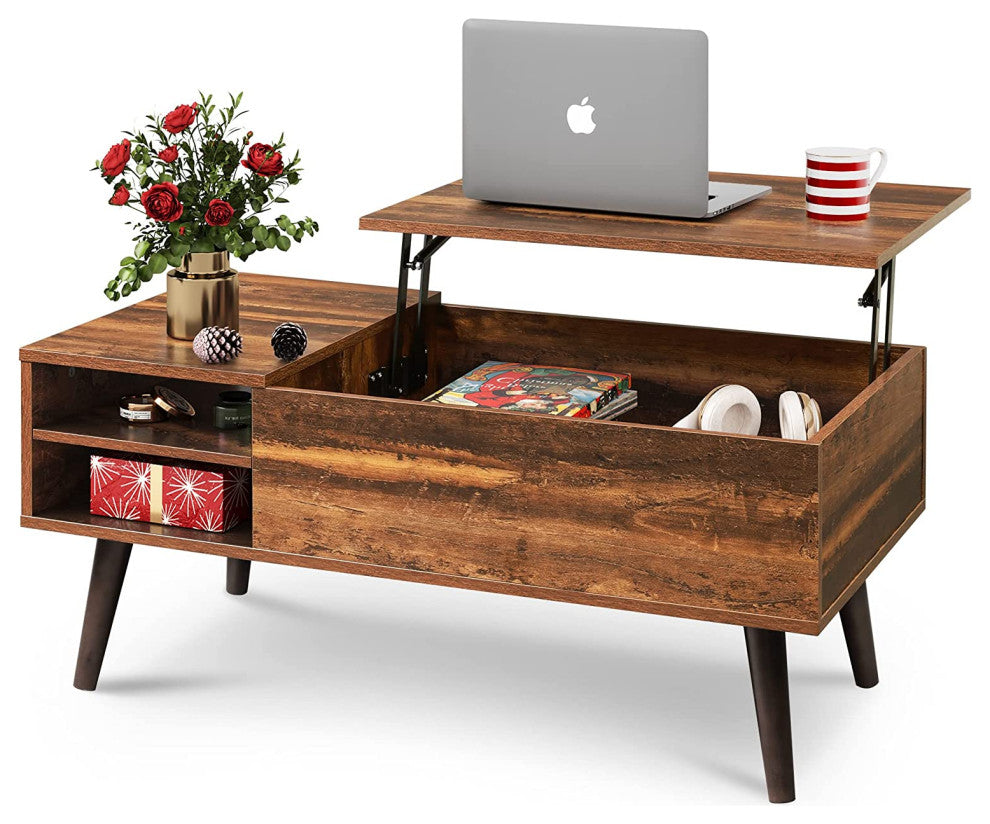 Lift Top Coffee Table w/ Storage, Hidden Compartment and Adjustable Shelf