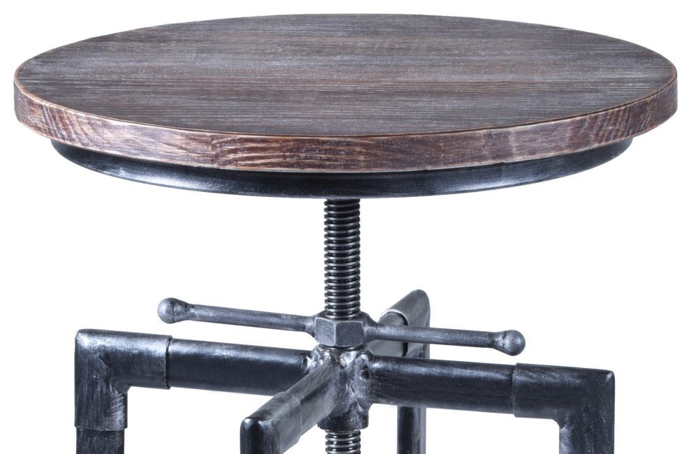 Adjustable Industrial Pine Wood Swivel Bar Stool