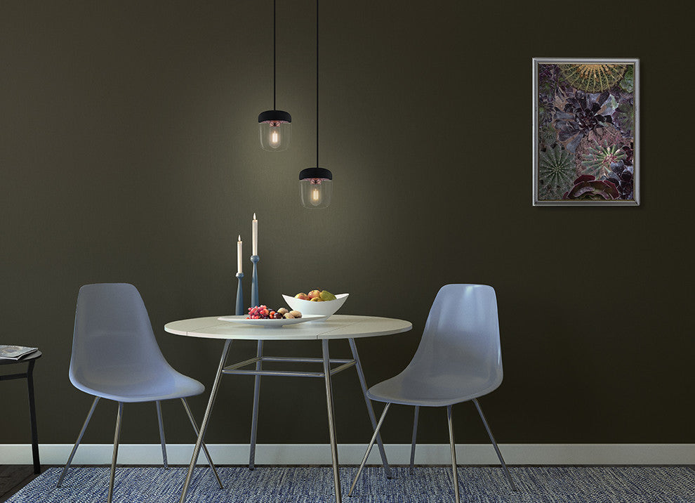 Acorn Black Plug-In Pendant with LED Bulb, Polished Copper
