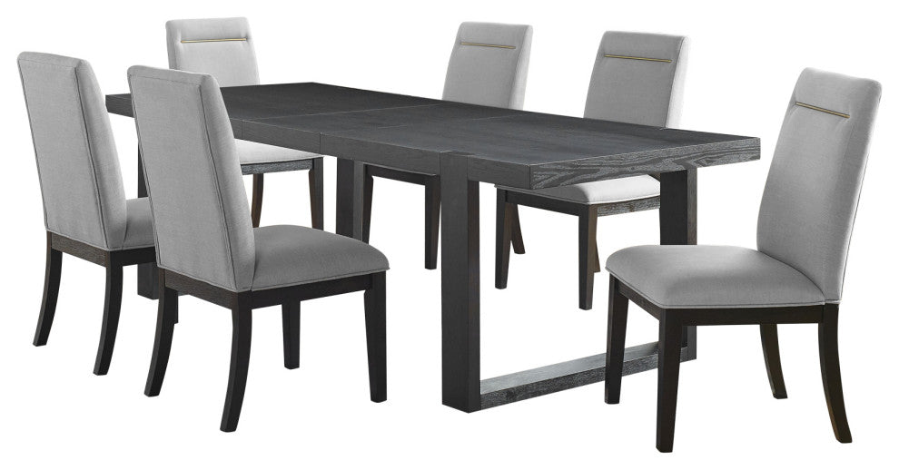 Yves 9-Piece Dining Set, Grey, With 6 Chairs