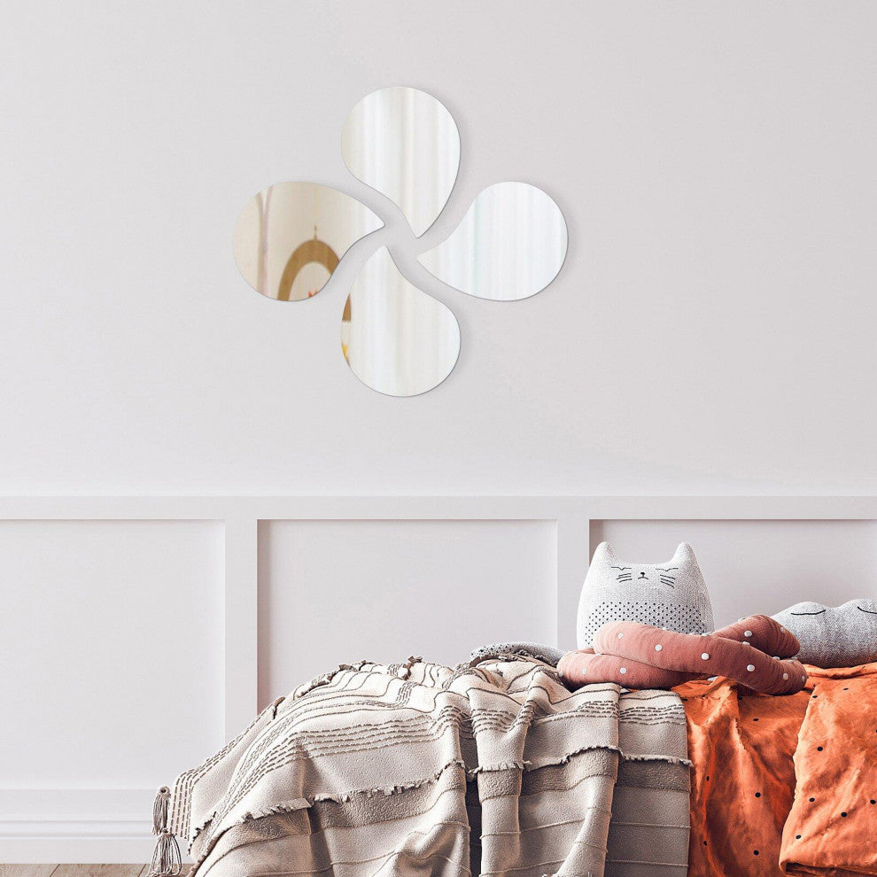 Small Decorative Wall Self Adhesive Shaped Mirrors, Set of 4, Drop