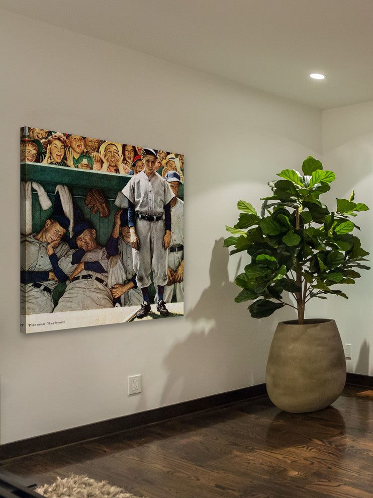 "The Dugout" Painting Print on Canvas by Norman Rockwell