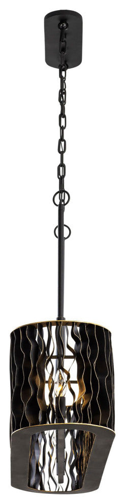 Estela 5-Lt Linear Pendant - Matte Black/French Gold