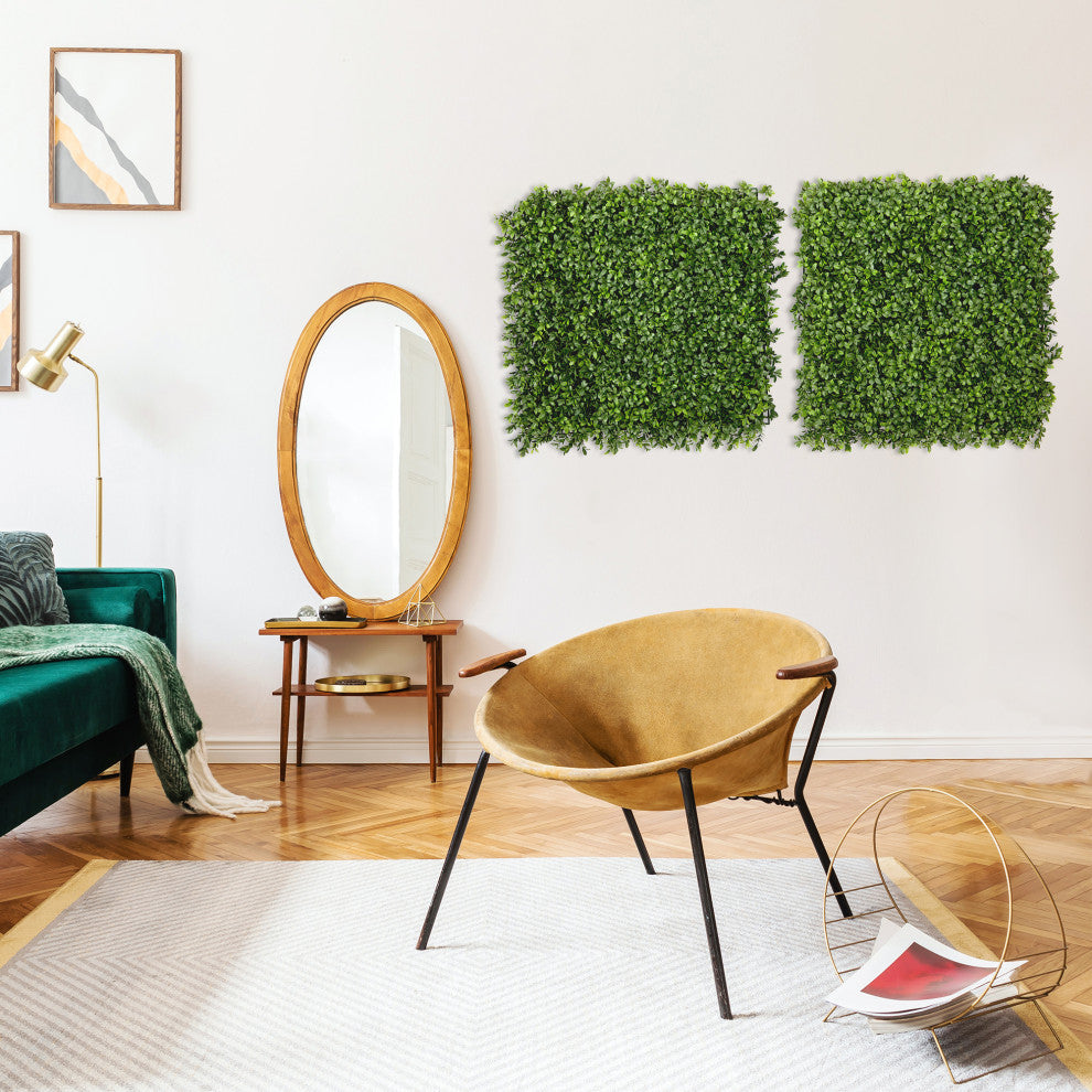 20" Boxwood Artificial Wall Mat, Indoor/Outdoor, Set of 2