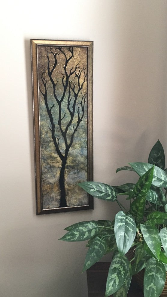 Original Tree, Reverse Painting, on Acrylic Panel, Framed by Tammy Pace