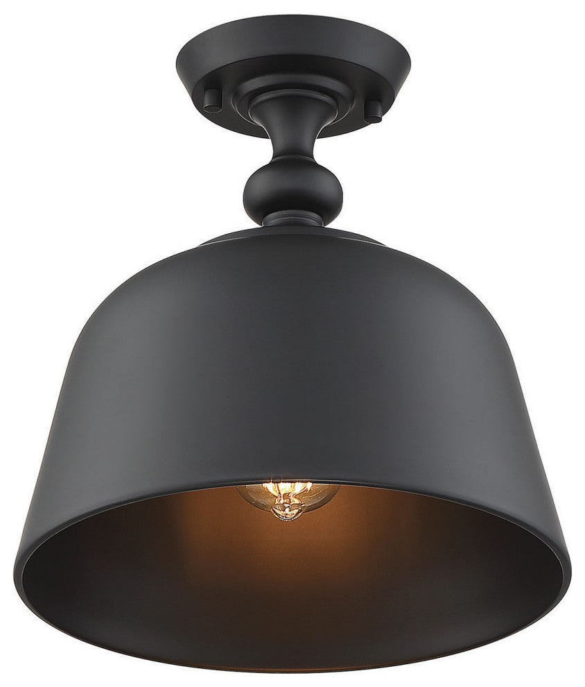 Berg Matte Black 1-Light Semi-Flush