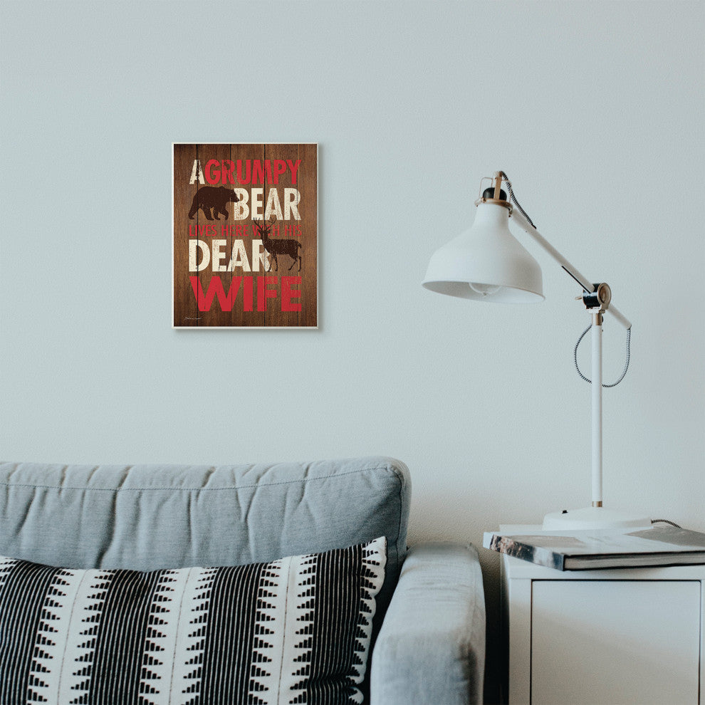 Bear Dear Wife Funny Word Country Wood Te"xtured Design, 10"x15"