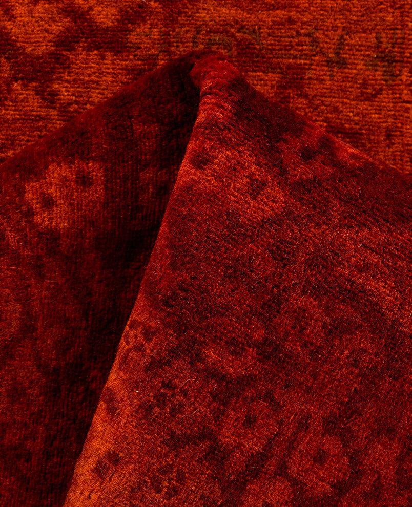Overdyed One-of-a-Kind Hand-Knotted Area Rug Orange, 2' 7" x 10' 1"