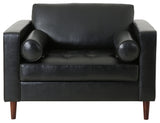 Vernon Contemporary Tufted Club Chair, Midnight + Espresso