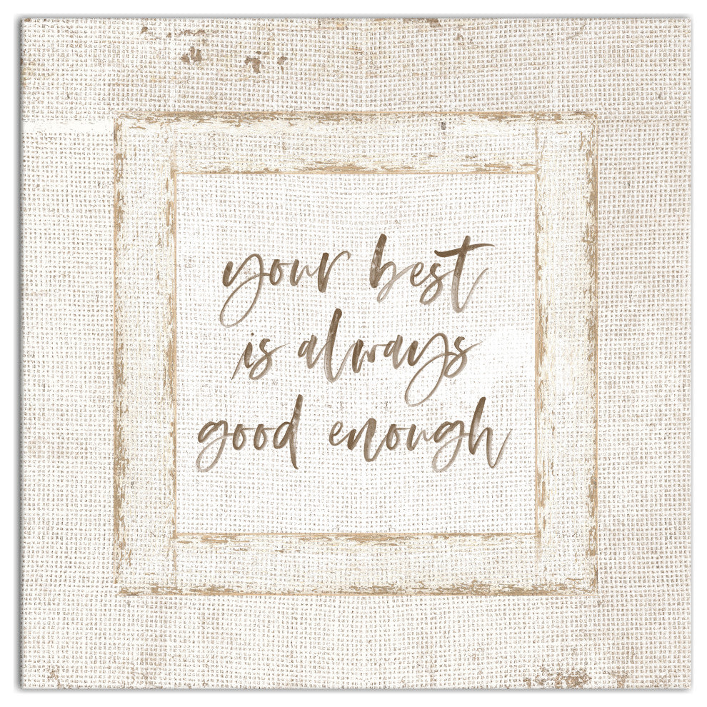 Good Enough Burlap 12x12 Canvas Wall Art