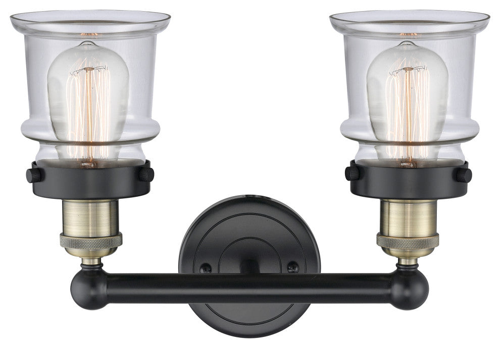 Canton 2-Light 14" Bath Vanity Light, Black Antique Brass Finish, Clear Shade