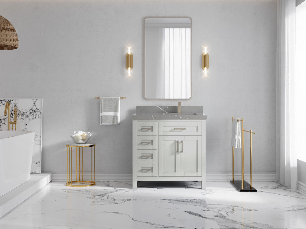 Cambridge 36" Right Offset Bath Vanity in Coventry Gray 2" Piatra Gray