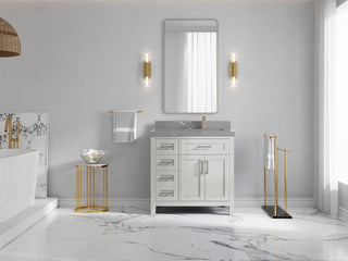 Cambridge 36" Right Offset Bath Vanity in Coventry Gray 2" Piatra Gray