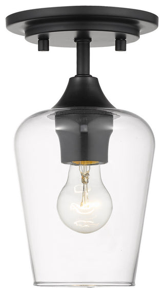 Joliet 1 Light Flush Mount in Matte Black with Clear Glass Shade