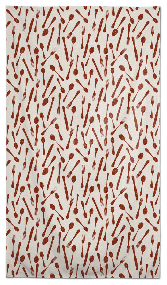 Sketchy Kitchen Utensils Red 58 x 102 Outdoor Tablecloth