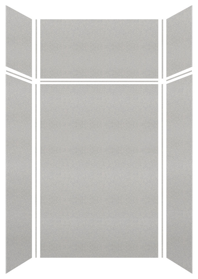 Transolid SaraMar 48"x36"x96" 6-Piece Shower Wall Kit, Grey Beach Velvet