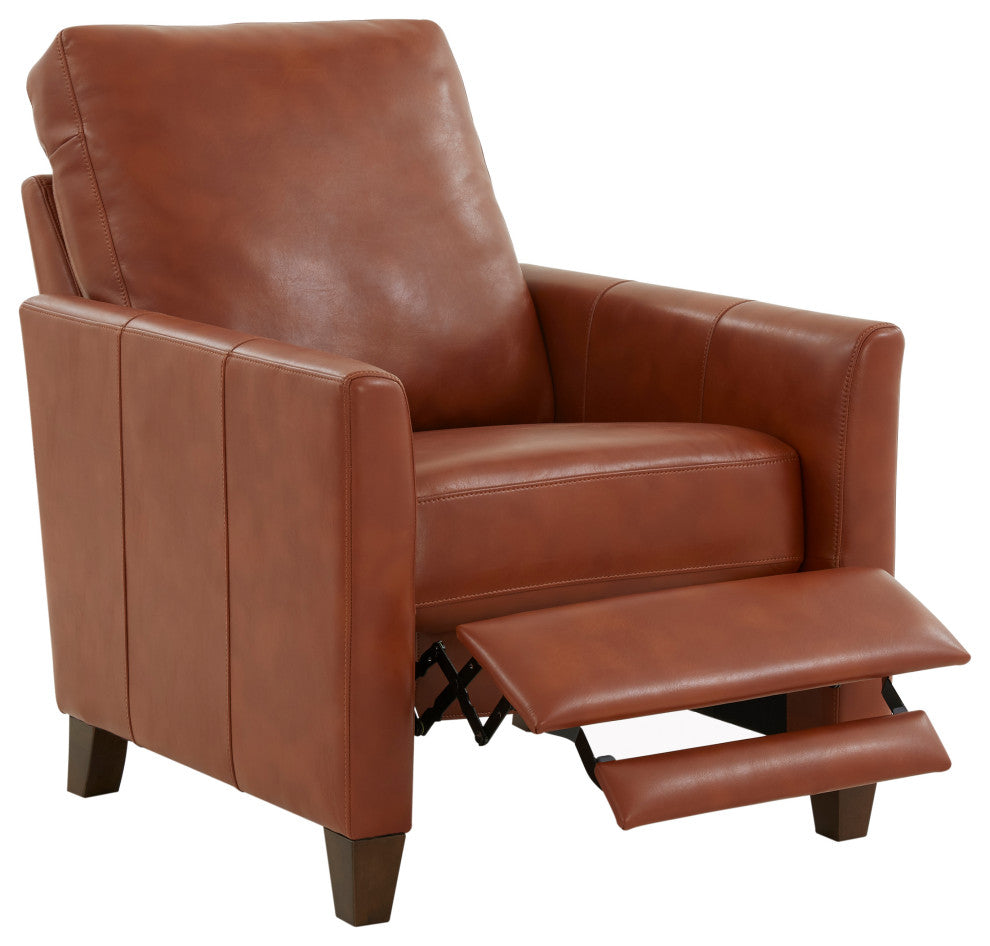 Penny Caramel Faux Leather Modern Recliner