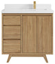 Madison  Teak 36 Right Offset Bath Vanity Golden Teak 2" White Quartz