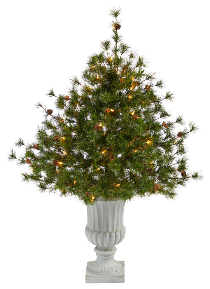 44" Colorado Mountain Pine Faux Xmas Tree W/Lites, Bendable Branches & Pinecone