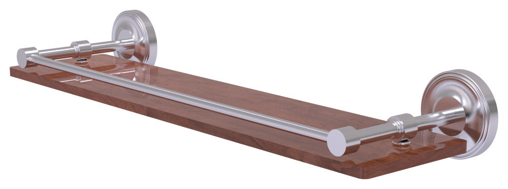 Prestige Regal 22" Solid Wood Shelf with Gallery Rail, Satin Chrome
