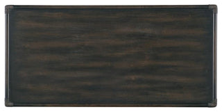 Retreat Pole Rattan Wood Cocktail Table in Black by Hooker Furniture