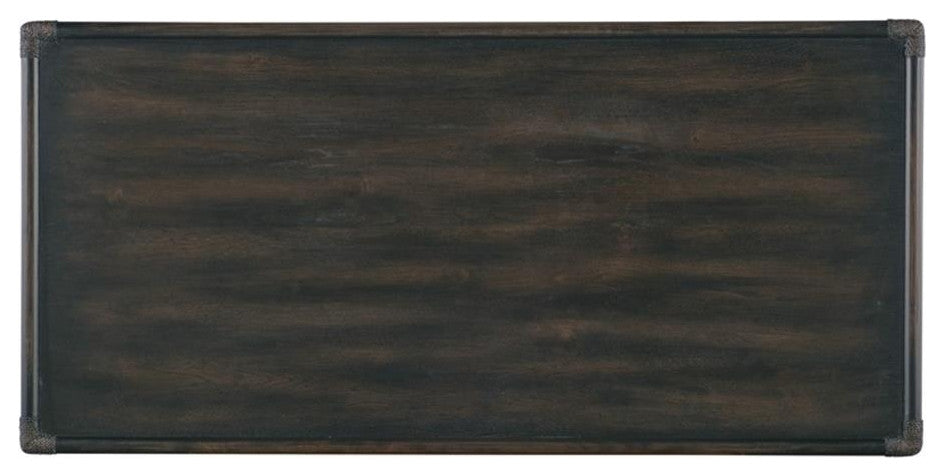 Retreat Pole Rattan Wood Cocktail Table in Black by Hooker Furniture