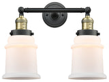 Canton 2-Light Bath Vanity-Light, Black Antique Brass, Matte White
