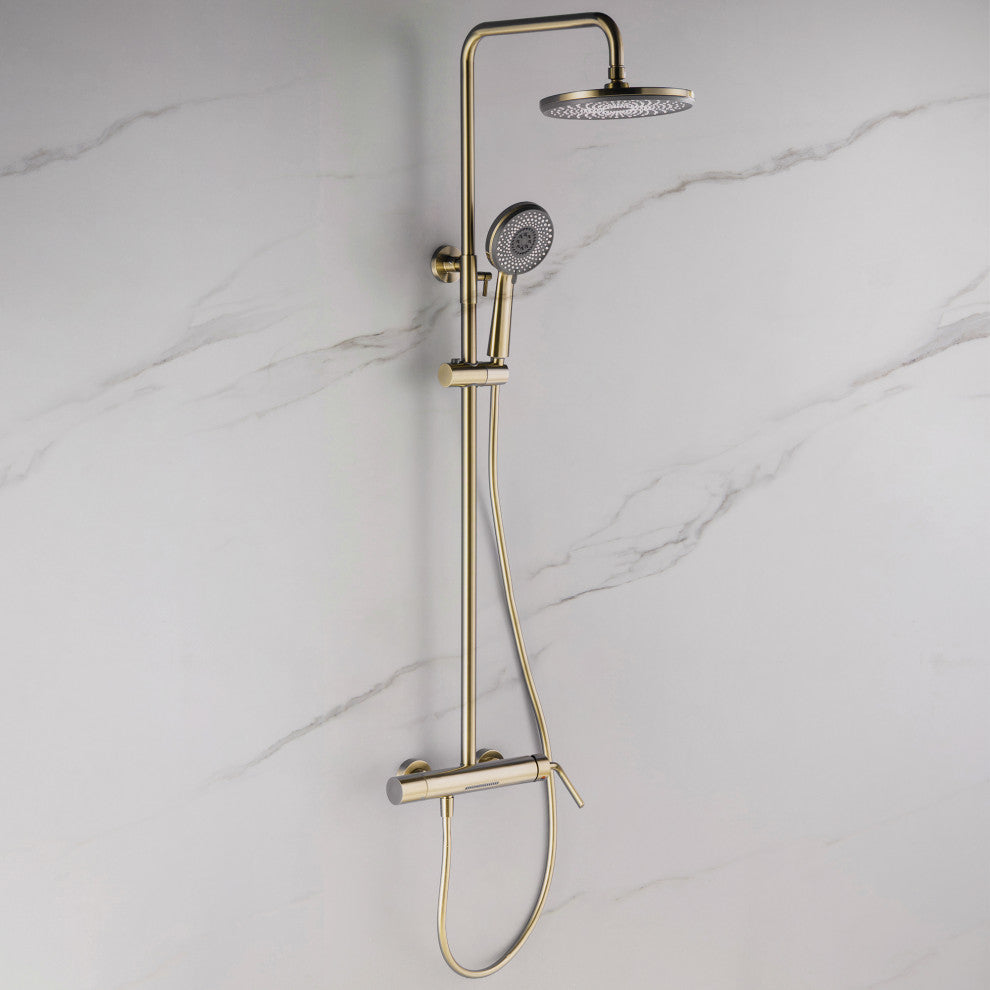 Trendy Design Multi-Function Complete Shower System With Rough-in Valve, Brushed
