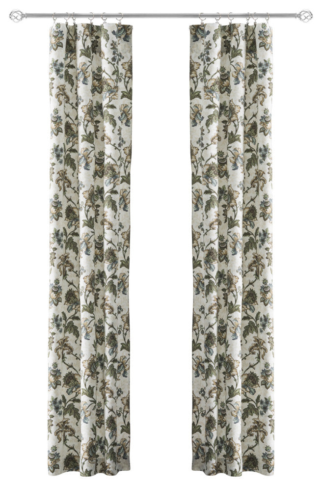 Madison Floral Tailored Panel Pair, Blue, 56"x84"