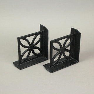 Set of 2 Cast Iron Breeze Block Bookends Mid Century Modern Home Bookshelf Deco