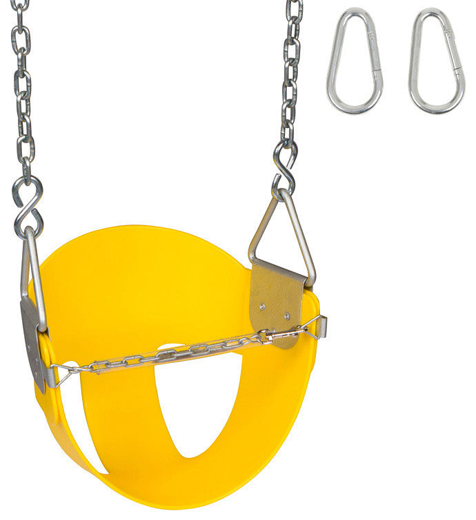 High-Back Half-Bucket Swing Seat With Chains and Hooks, Yellow