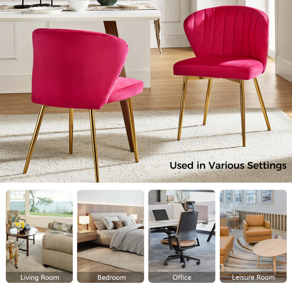 Luna Contemporary Side Chair With Tufted Back, Fuchsia