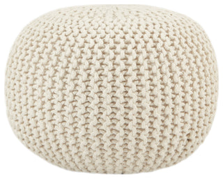 Jaipur Living Asilah Indoor/Outdoor Solid Cylinder Pouf, White