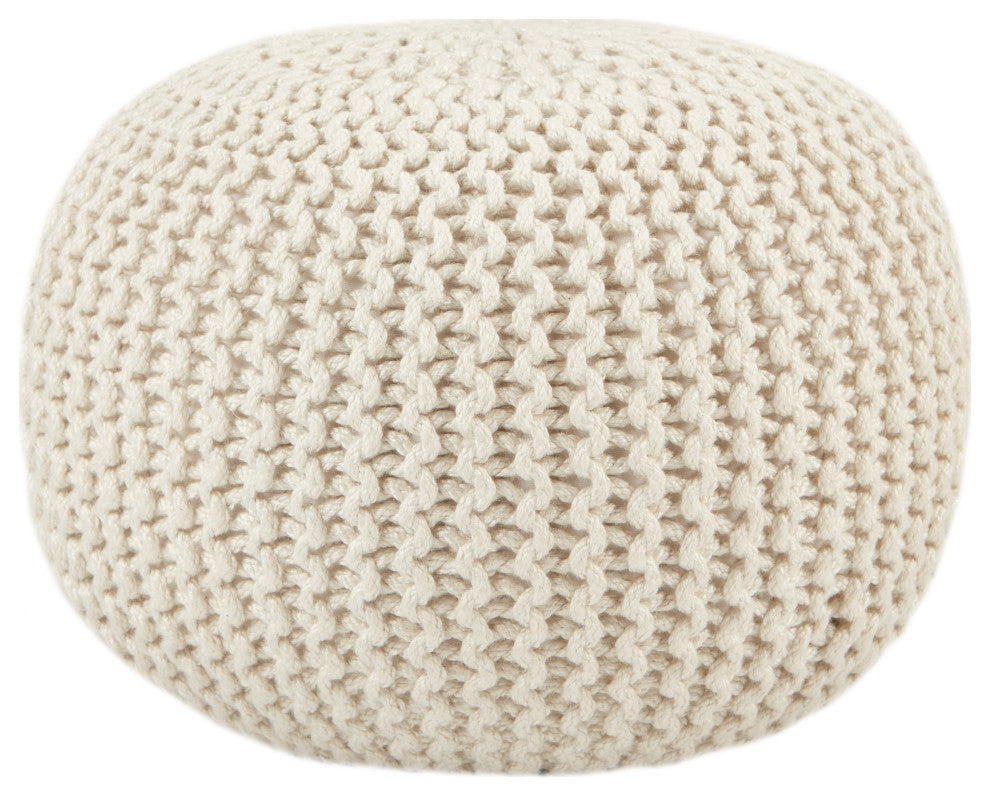 Jaipur Living Asilah Indoor/Outdoor Solid Cylinder Pouf, White
