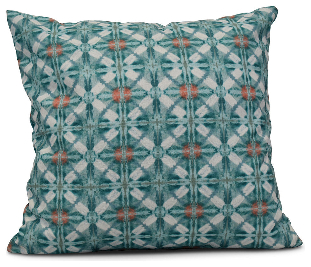 Beach Tile, Geometric Print Pillow, Aqua, 20"x20"