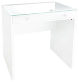 SlayStation Mini Vanity Table with 2 Diamond-Style Knobs, Bright White