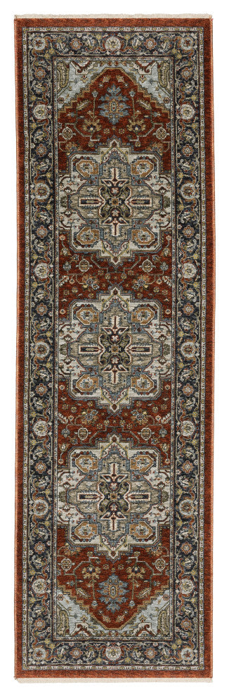 Augustus Center Medallion Indoor Area Rug, Red, 2'3"x7'6"