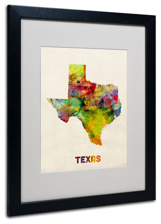 'Texas Map' Matted Framed Canvas Art by Michael Tompsett