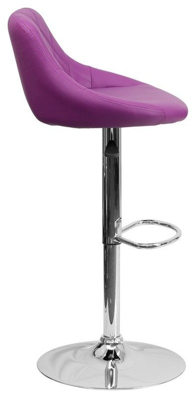 Estella Lily Low-Back Purple Vinyl Swivel Bucket Adjustable Barstool