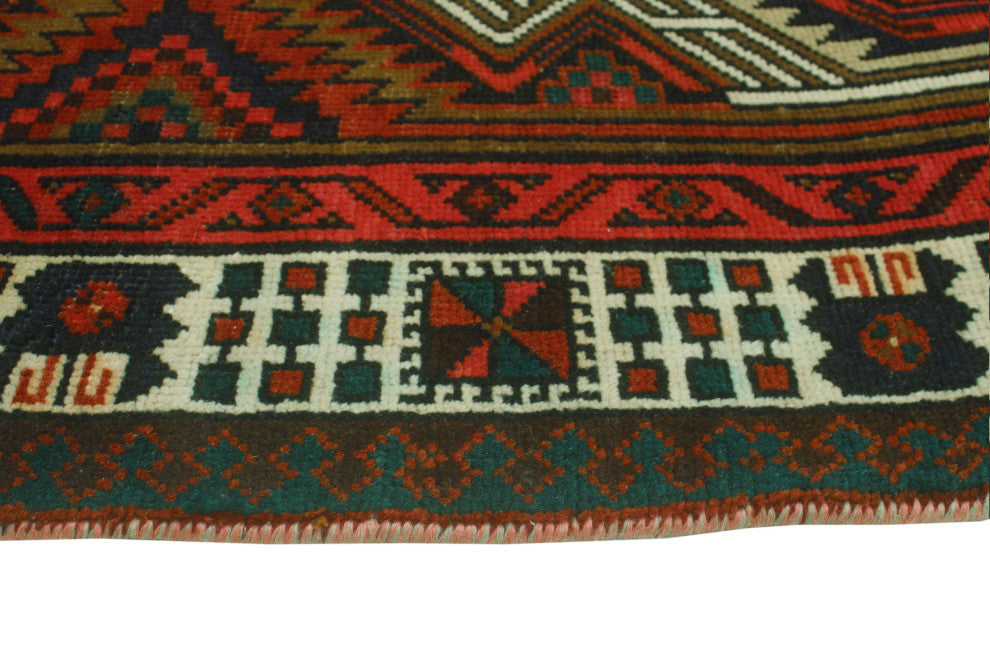 Fine Vintage Distressed Mandaily Rust/Ivory Runner, 3'4x10'5