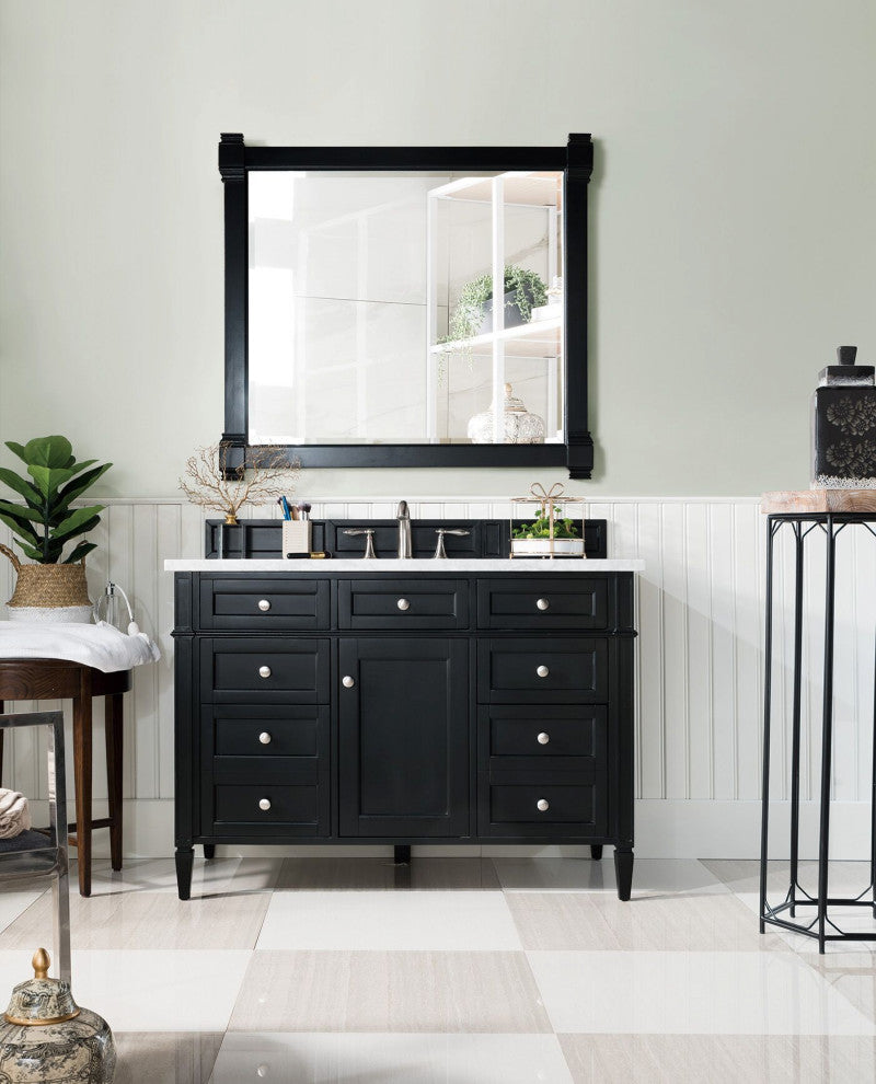 James Martin 650-V48-BKO-3CAR Brittany 48" Single Vanity w/ Carrara Marble Top