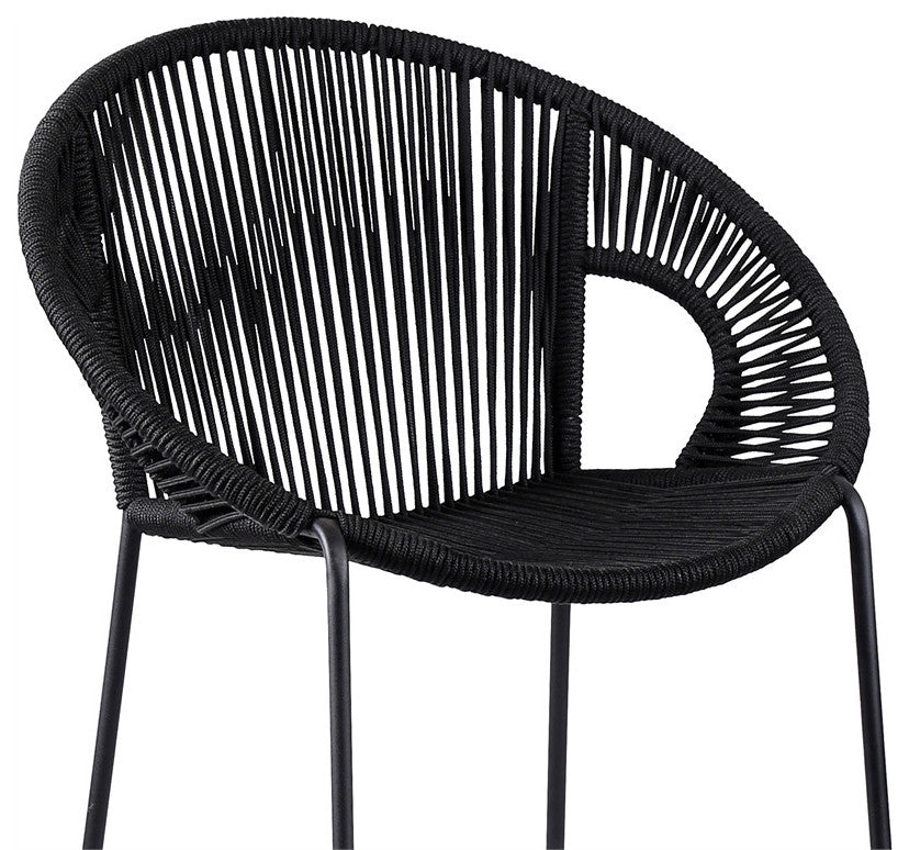 Acapulco 30" Indoor Outdoor Steel Bar Stool With Black Rope