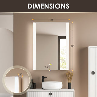 Serra Frameless Surface-Mount LED Lighted Bathroom Medicine Cabinet, 24"